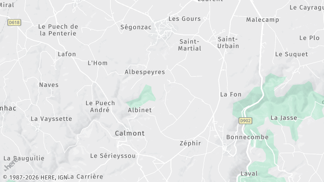 Carte de la zone d'intervention à Calmont