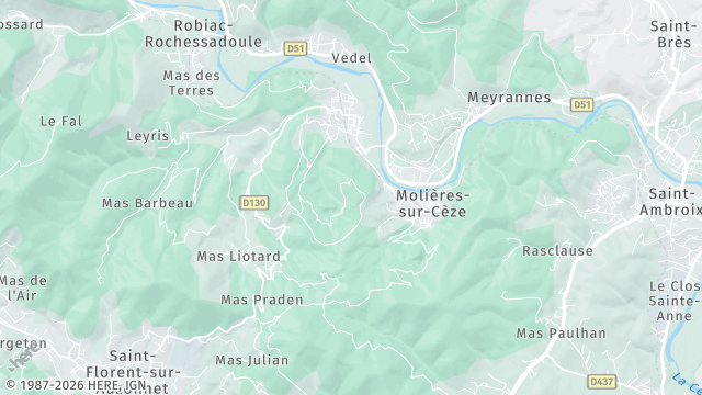 Carte de la zone d'intervention à Molières-sur-Cèze