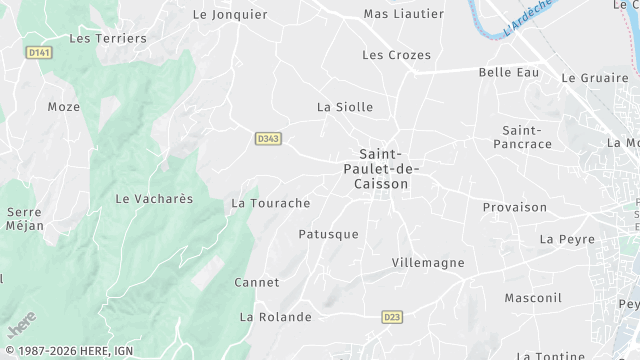 Carte de la zone d'intervention à Saint-Paulet-de-Caisson