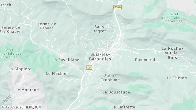 Carte de la zone d'intervention à Buis-les-Baronnies