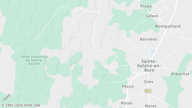 Carte de la zone d'intervention à Sainte-Eulalie-en-Born