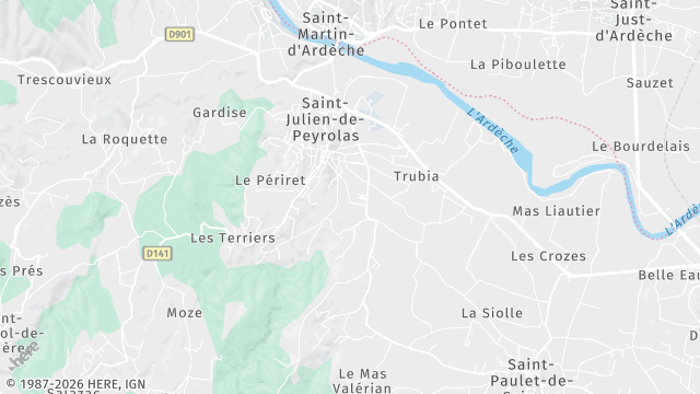 Carte de la zone d'intervention à Saint-Julien-de-Peyrolas