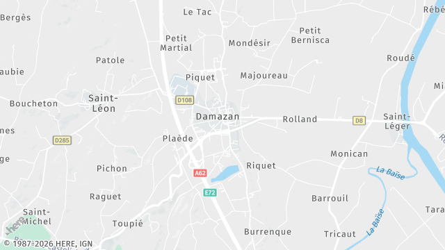 Carte de la zone d'intervention à Damazan