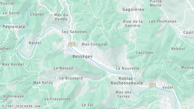 Carte de la zone d'intervention à Bessèges