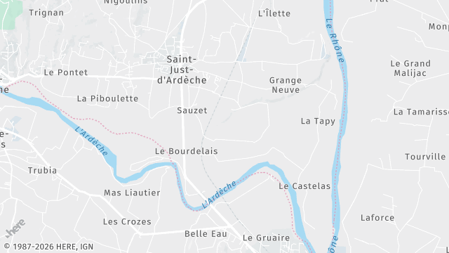 Carte de la zone d'intervention à Saint-Just-d'Ardèche