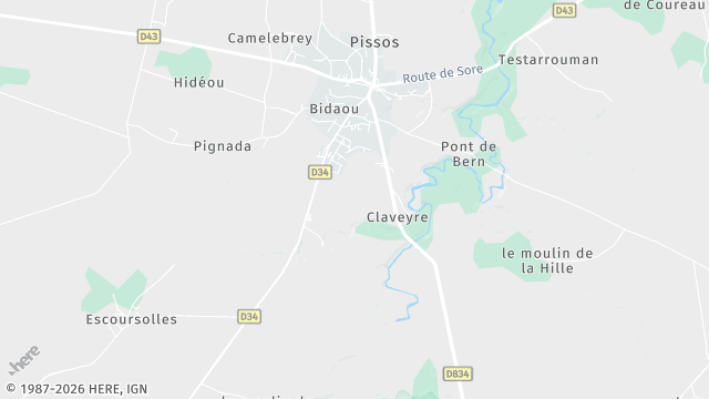 Carte de la zone d'intervention à Pissos