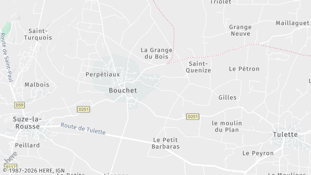 Carte de la zone d'intervention à Bouchet