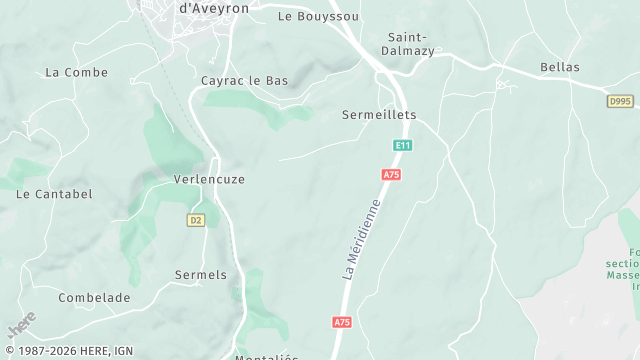 Carte de la zone d'intervention à Sévérac d'Aveyron