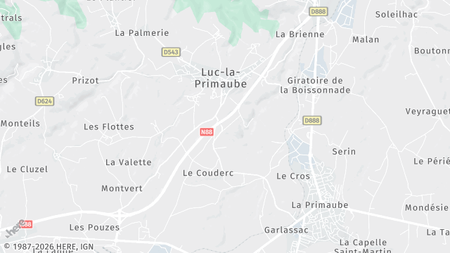 Carte de la zone d'intervention à Luc-la-Primaube
