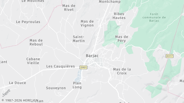 Carte de la zone d'intervention à Barjac