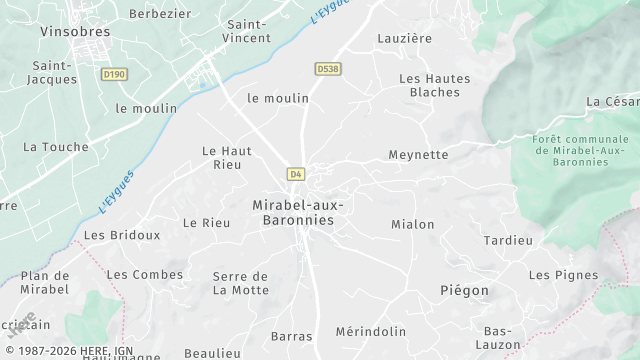 Carte de la zone d'intervention à Mirabel-aux-Baronnies