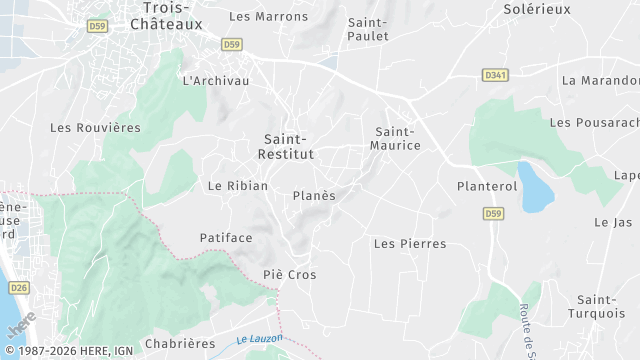 Carte de la zone d'intervention à Saint-Restitut