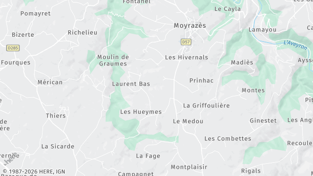 Carte de la zone d'intervention à Moyrazès