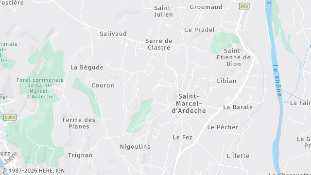 Carte de la zone d'intervention à Saint-Marcel-d'Ardèche
