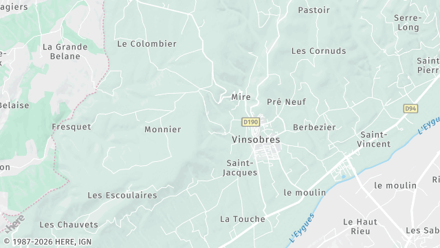 Carte de la zone d'intervention à Vinsobres