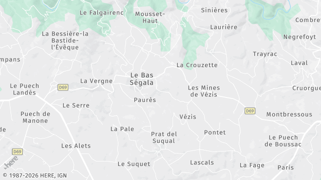 Carte de la zone d'intervention à Le Bas Ségala