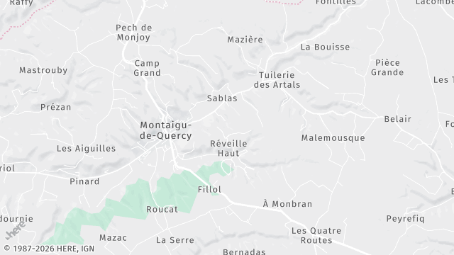 Carte de la zone d'intervention à Montaigu-de-Quercy