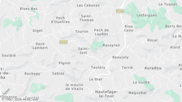Carte de la zone d'intervention à Hautefage-la-Tour