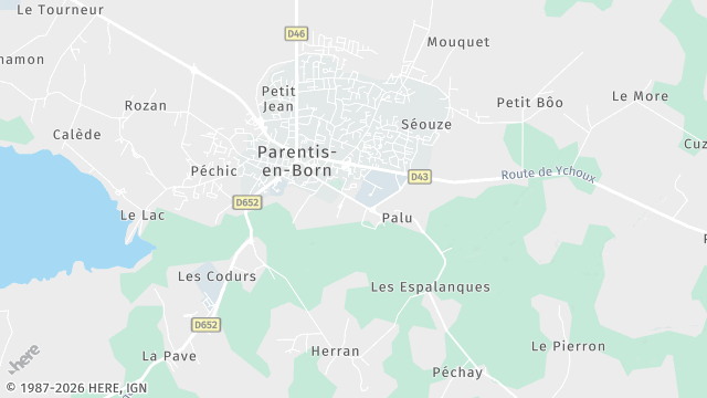 Carte de la zone d'intervention à Parentis-en-Born