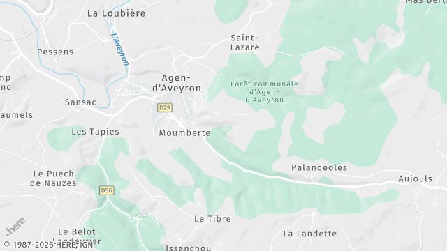Carte de la zone d'intervention à Agen-d'Aveyron