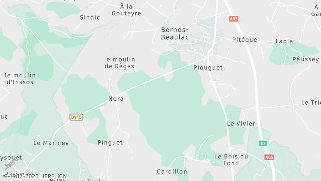 Carte de la zone d'intervention à Bernos-Beaulac