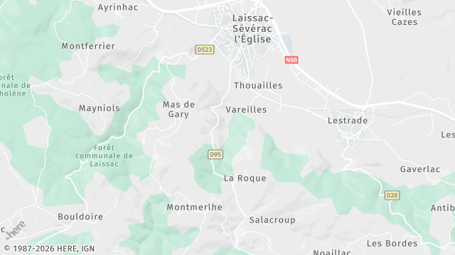 Carte de la zone d'intervention à Laissac-Sévérac l'Église