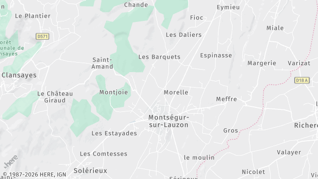 Carte de la zone d'intervention à Montségur-sur-Lauzon