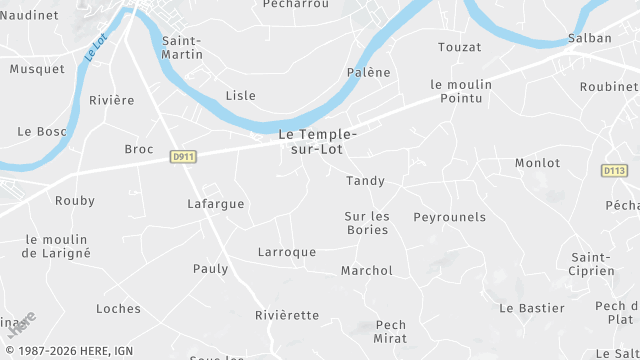 Carte de la zone d'intervention à Le Temple-sur-Lot