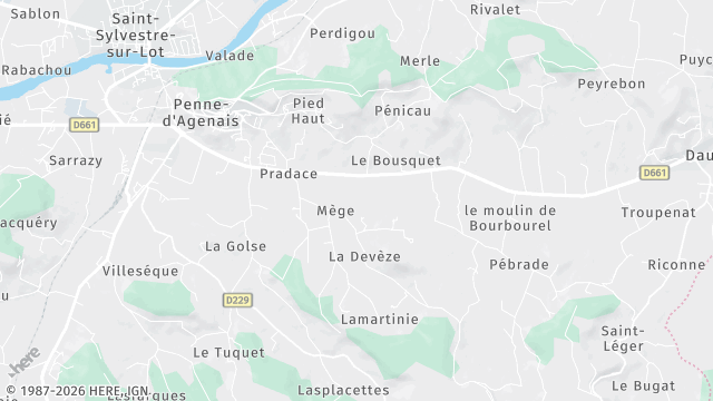 Carte de la zone d'intervention à Penne-d'Agenais