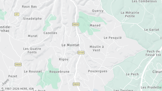Carte de la zone d'intervention à Le Montat