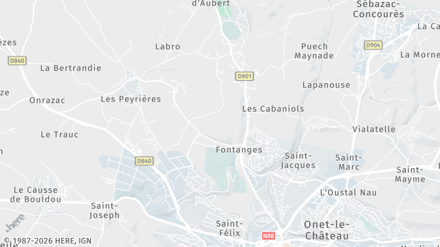Carte de la zone d'intervention à Onet-le-Château