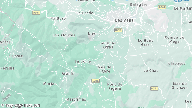 Carte de la zone d'intervention à Les Vans