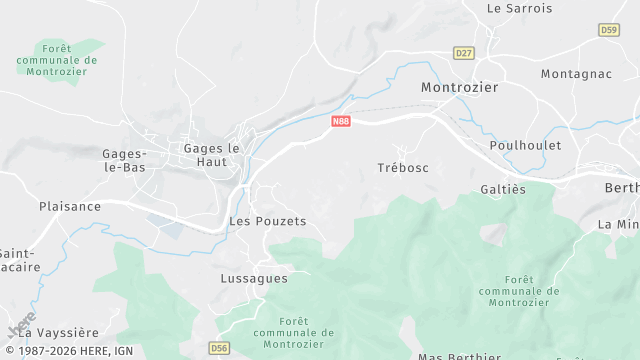 Carte de la zone d'intervention à Montrozier
