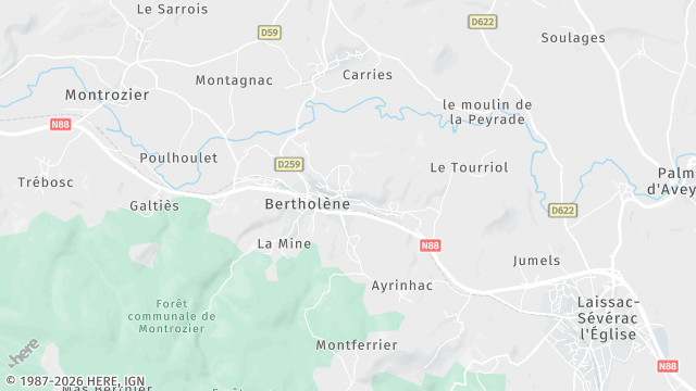 Carte de la zone d'intervention à Bertholène