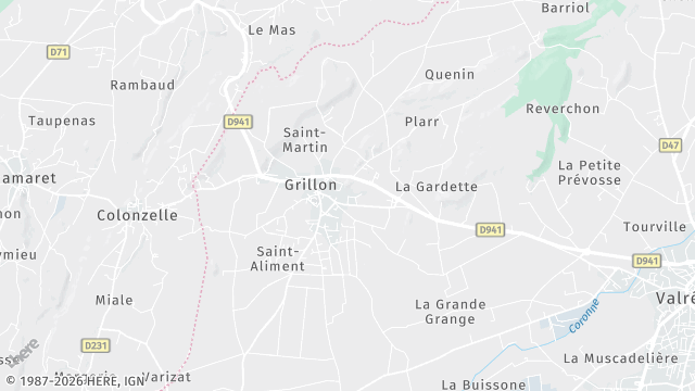 Carte de la zone d'intervention à Grillon