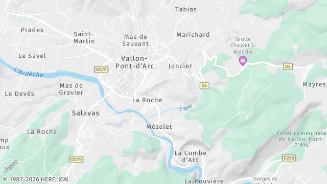 Carte de la zone d'intervention à Vallon-Pont-d'Arc