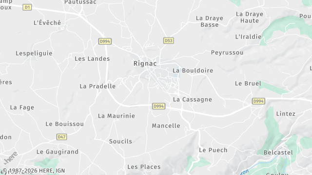 Carte de la zone d'intervention à Rignac
