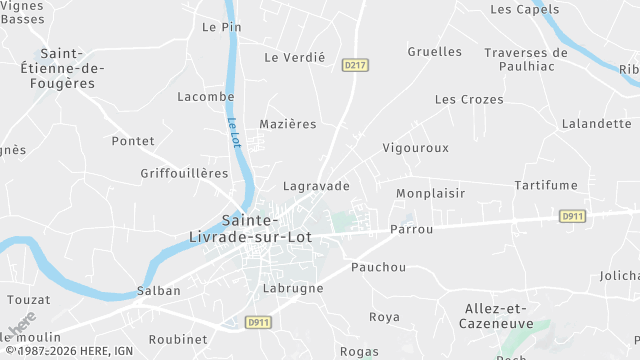 Carte de la zone d'intervention à Sainte-Livrade-sur-Lot
