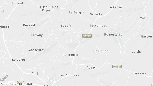 Carte de la zone d'intervention à Grignols