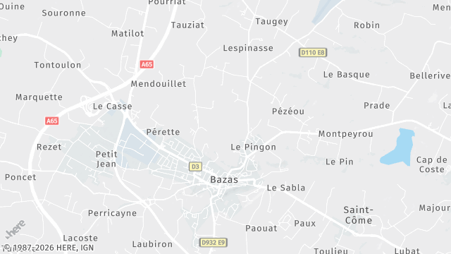 Carte de la zone d'intervention à Bazas