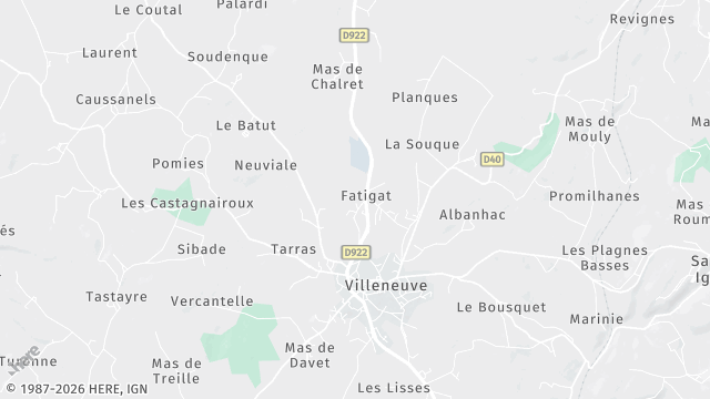 Carte de la zone d'intervention à Villeneuve