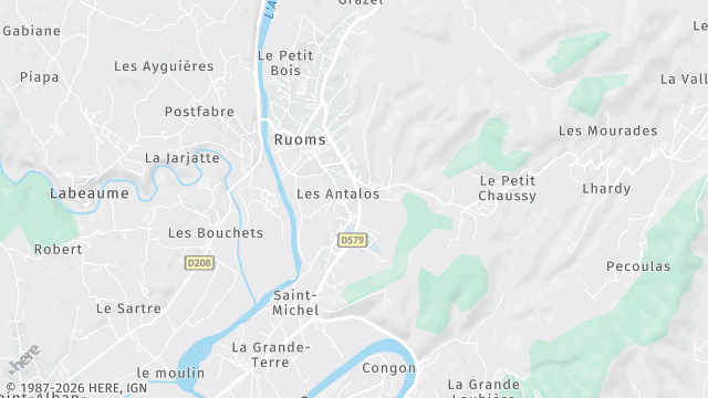 Carte de la zone d'intervention à Ruoms