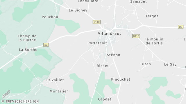 Carte de la zone d'intervention à Villandraut