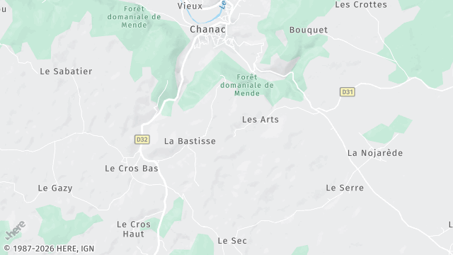 Carte de la zone d'intervention à Chanac