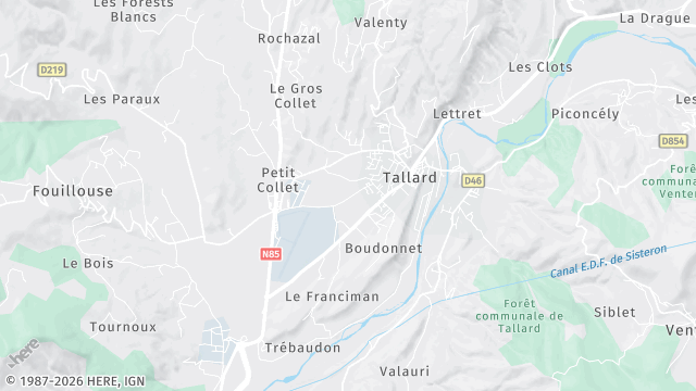 Carte de la zone d'intervention à Tallard