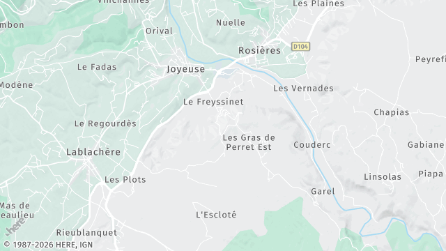 Carte de la zone d'intervention à Joyeuse