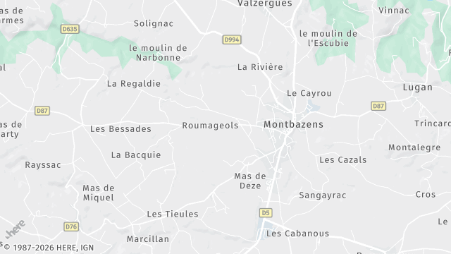 Carte de la zone d'intervention à Montbazens