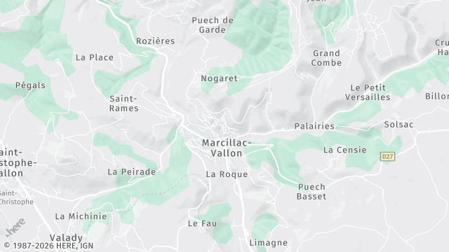 Carte de la zone d'intervention à Marcillac-Vallon