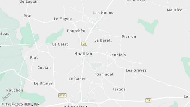 Carte de la zone d'intervention à Noaillan