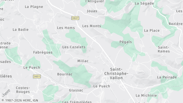 Carte de la zone d'intervention à Saint-Christophe-Vallon
